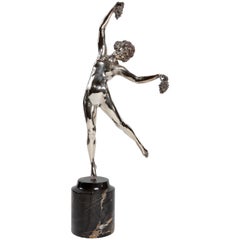 Bronze Art Déco « Danseur avec des boules de raisins » de Pierre Le Faguays