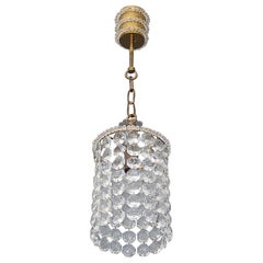 Bakalowits Chandelier Patinated Brass Crystal Glass Strings, Emil Stejnar Style