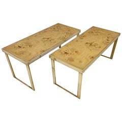 Multipurpose Italian Burl and Brass Shelf, Coffee Table or Side Table