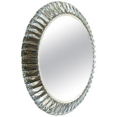 Illuminated Round Palwa Wall Mirror Chrome Faceted Crystal Glass Bakalowits