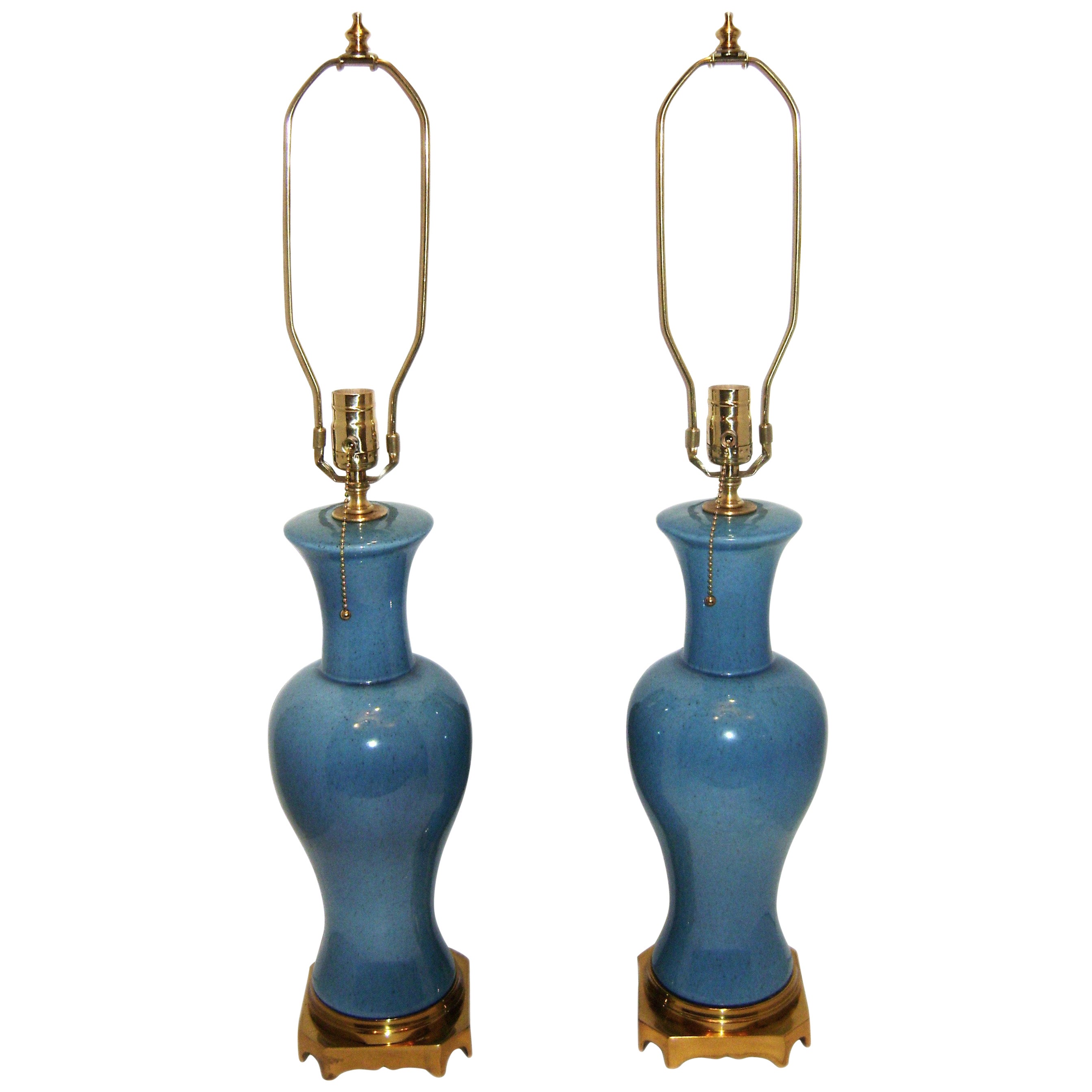 Italian Blue Porcelain Table Lamp For Sale at 1stDibs