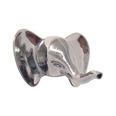 Eleph Joyful Platinum Colored Ceramic Sculpture Designed by Aldo Cibic