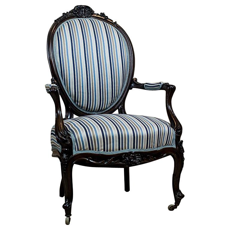 19th-Century Louis Philippe Style Mahogany Armchair For Sale