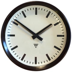 Large Industrial Bakelite Factory Wall Clock from Pragotron, 1960s