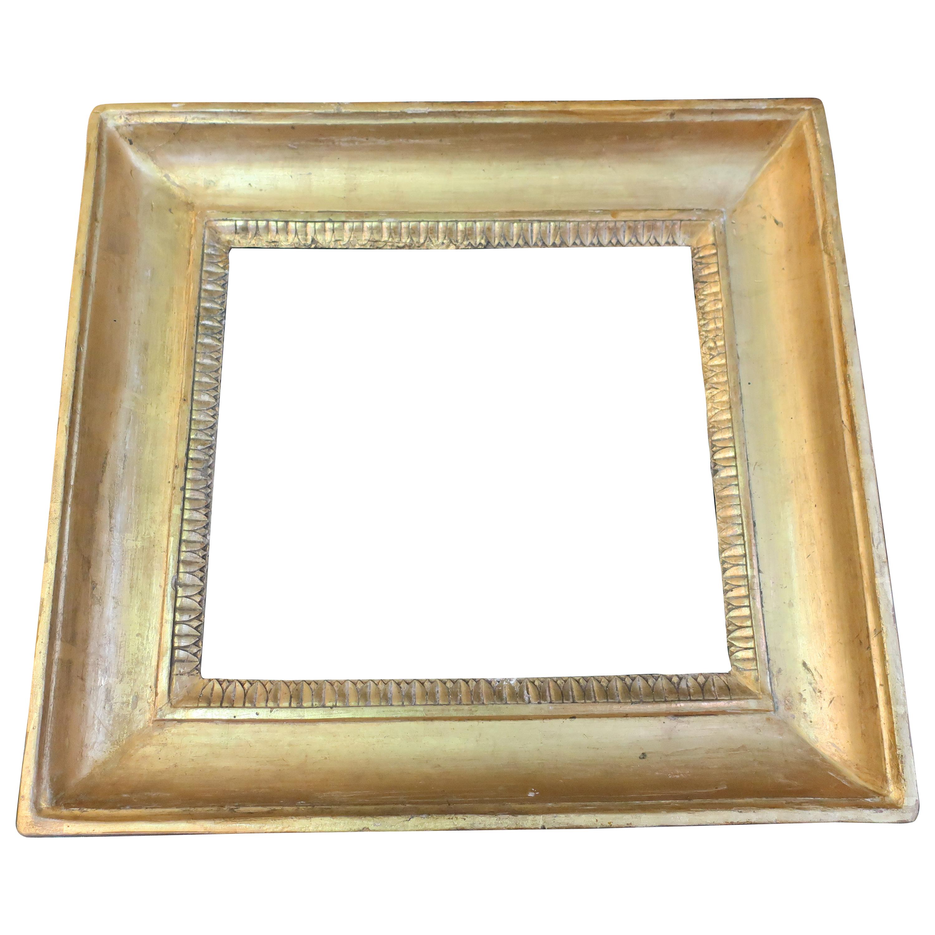 19th Century Empire Style Frame Gilded in Pure Gold For Sale