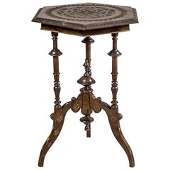 Carved Walnut Side Table from the 19th Century