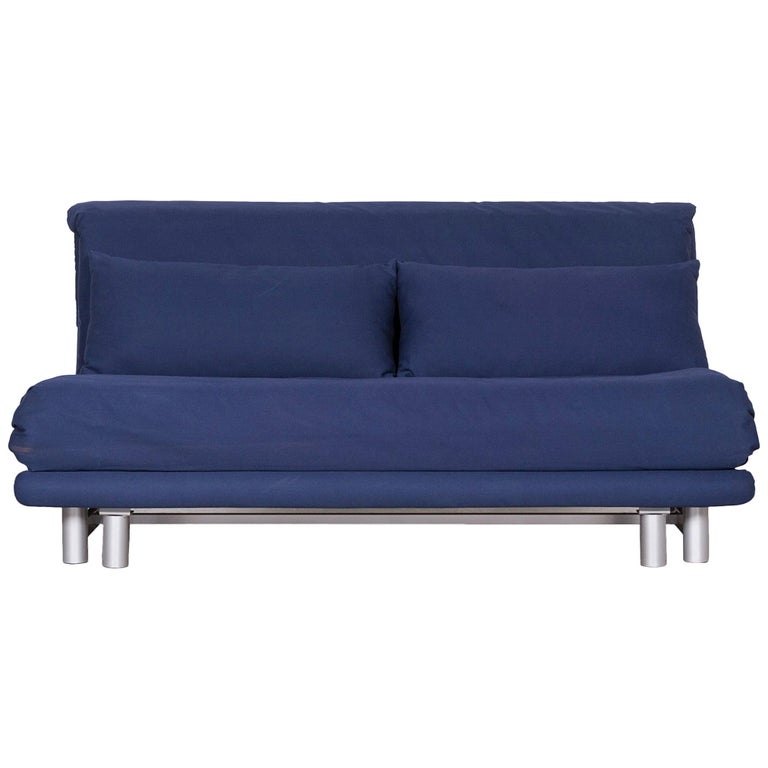 Ligne Roset Multy Fabric Sofa Bed Blue Two Seat Couch Sleep Function Ligne Roset Multy Fabric Sofa Bed Blue Two Seat Couch Sleep Function For