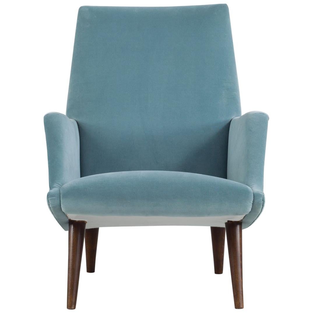 Carlo de Carli Italian Light Blue Chair "Model 806", made by Cassina, 1955