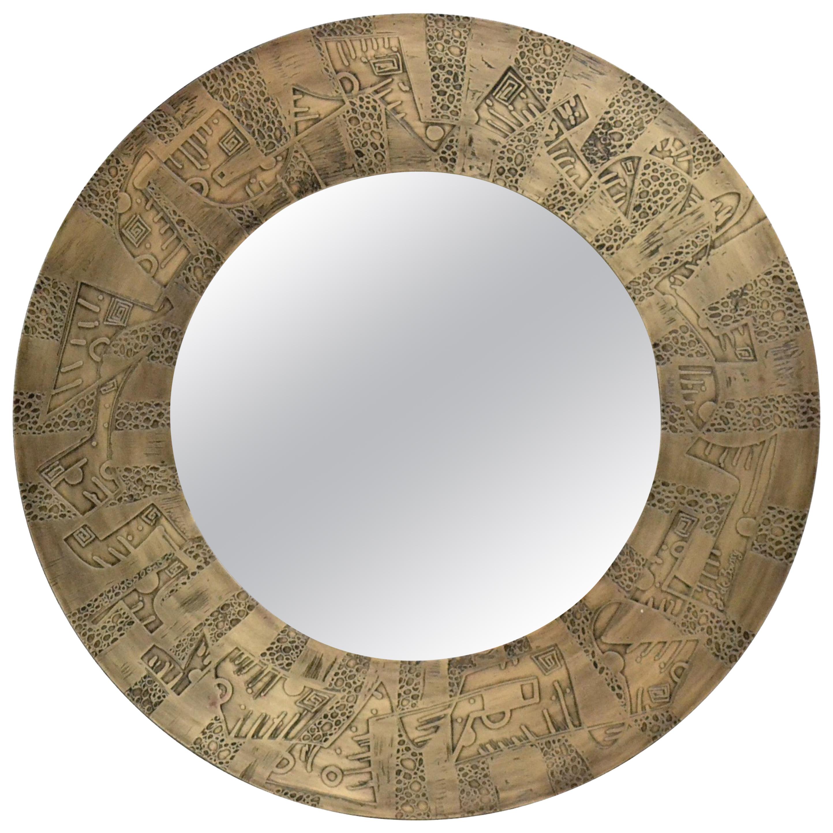 Pandora Acid Etched Patinated Brass with Antique Mirror by Studio Belgali For Sale