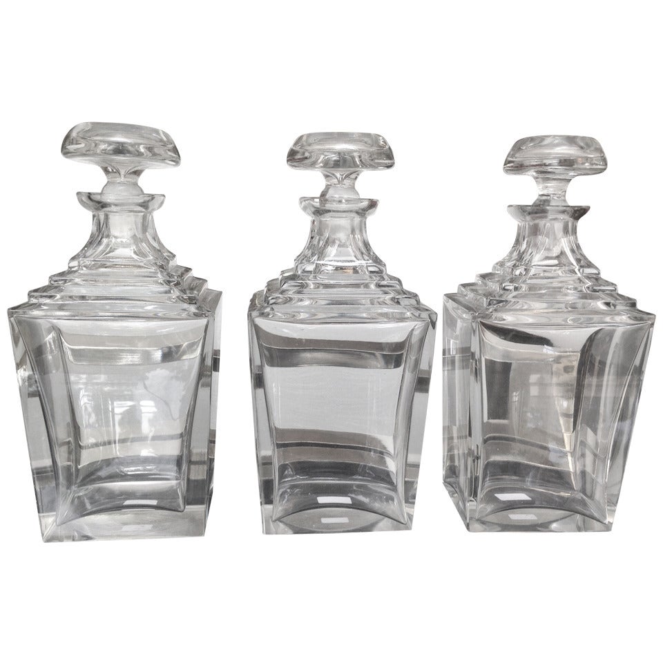 Art Deco Thick Crystal Decanters For Sale