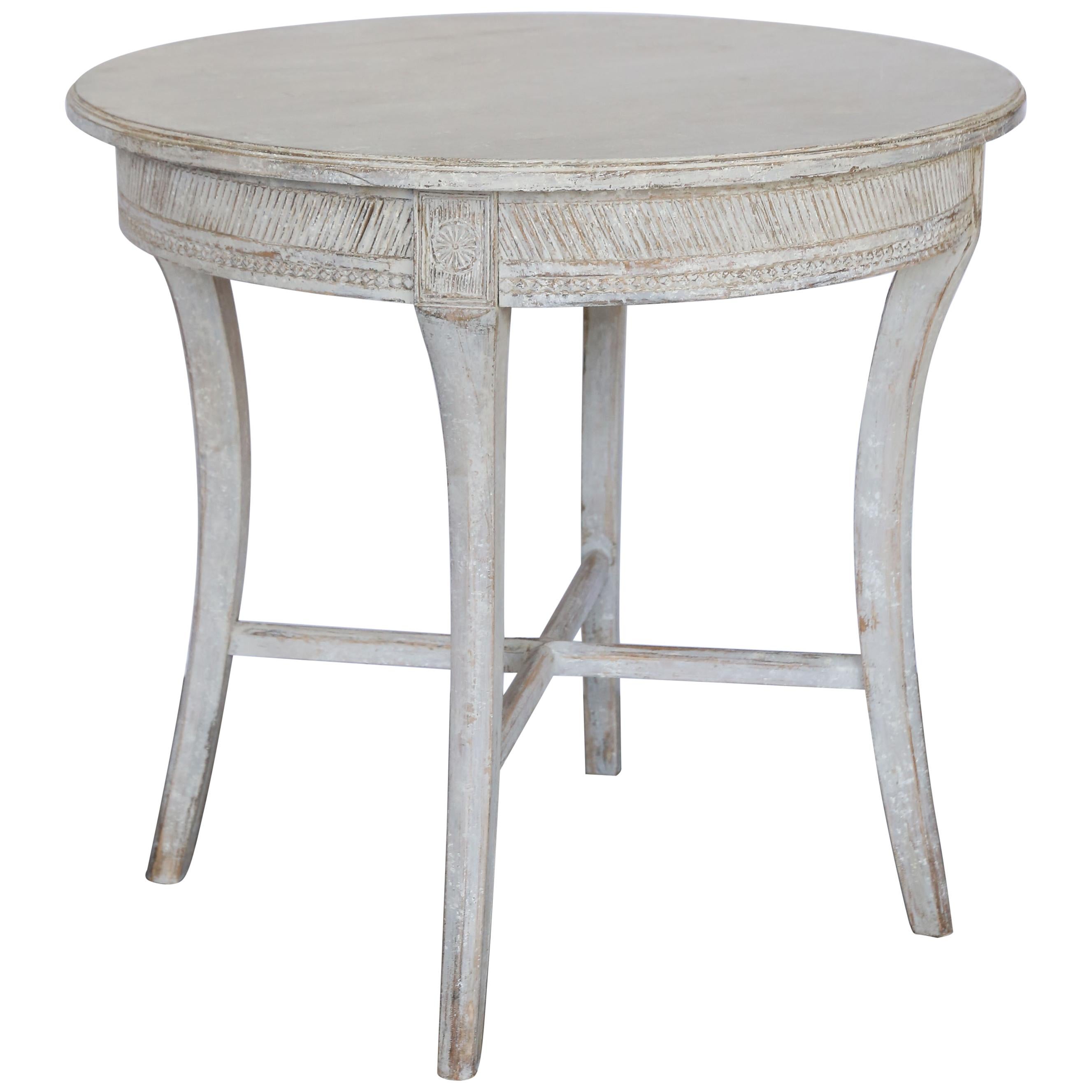 Runder Gustavianischer Tisch aus dem 19. Jahrhundert