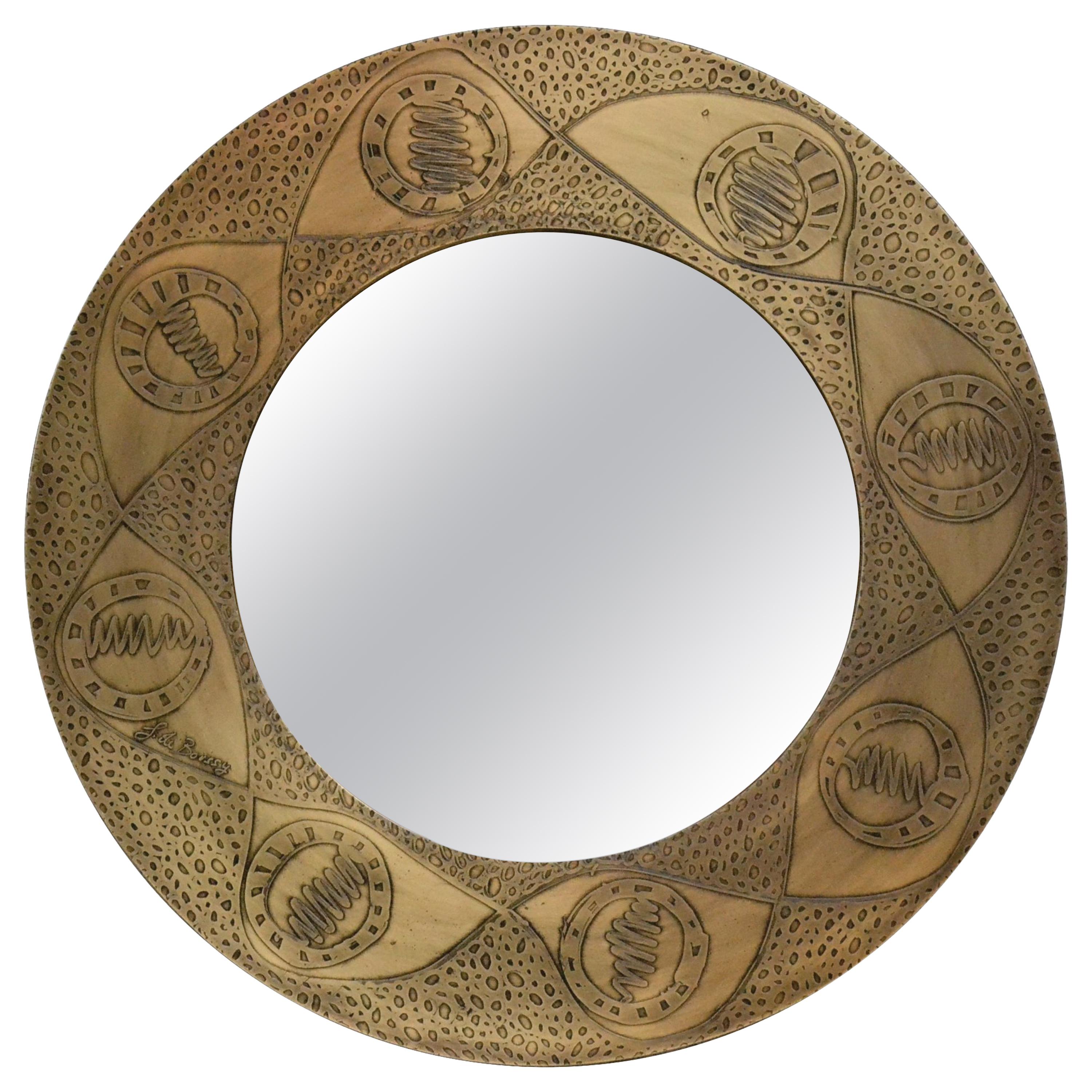 Saturn Acid Etched Patinated Brass with Antique Mirror by Studio Belgali For Sale