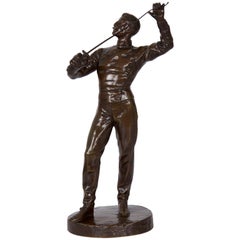 Antique French Bronze Sculpture of a Fencer by Benoit Rougelet