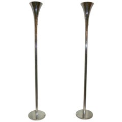 Vintage Pair of Chrome-Plated Torcheres