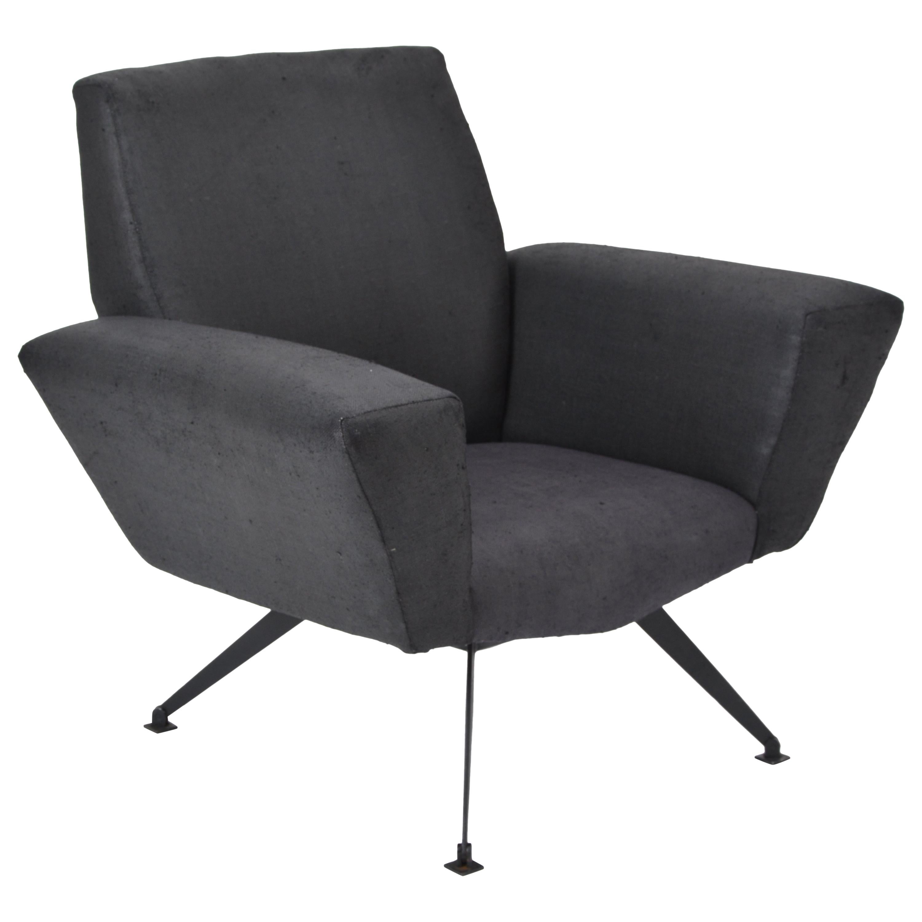 Vintage Black Italian Lounge Chair Model 548 by Lenzi, 1960s