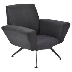 Vintage Black Italian Lounge Chair Model 548 by Lenzi, 1960s