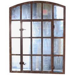 Antique Industrial 19th Century Iron Window Mirror