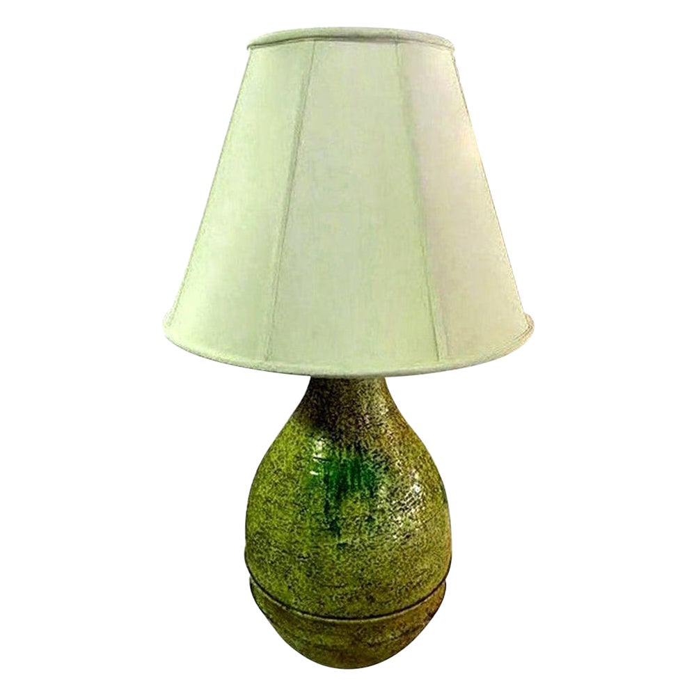 Marcello Fantoni, signierte italienische Raymor-Tischlampe aus glasierter Keramik mit Lavaglasur, Mid-Century