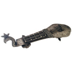 Asian Peacock and Veena Form Opium Pipe Holder Box