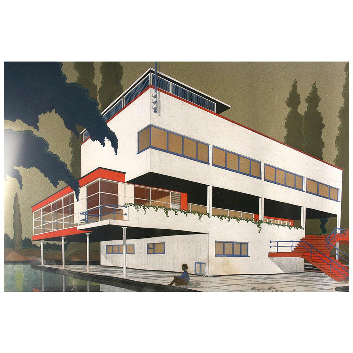 Art Deco Bauhaus Original Mansion Villa Architect Blueprint and Drawing, Belgium For Sale
