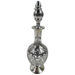 Antique American Art Nouveau Silver Overlay Liqueur Decanter