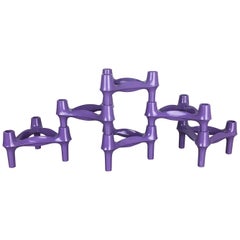 Set of 6 Vintage purple BMF Nagel Candleholder Designed by Caesar Stoffi, 1970s