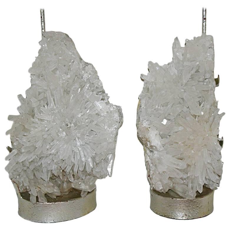 Pair of Quartz Crystal Lamps For Sale