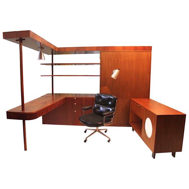 vintage 1949 mid-century modern custom l-shaped office deskgeorge nelson