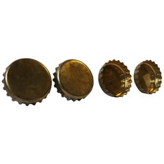 Vintage Brass Bottle Cap Drink Coasters from Georg Jensen, 1980s, Set of 4