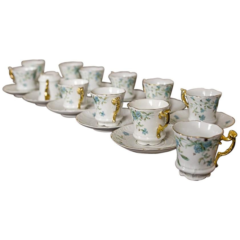Set of Carl Tielsch Cups and Saucers, circa 1870-1900