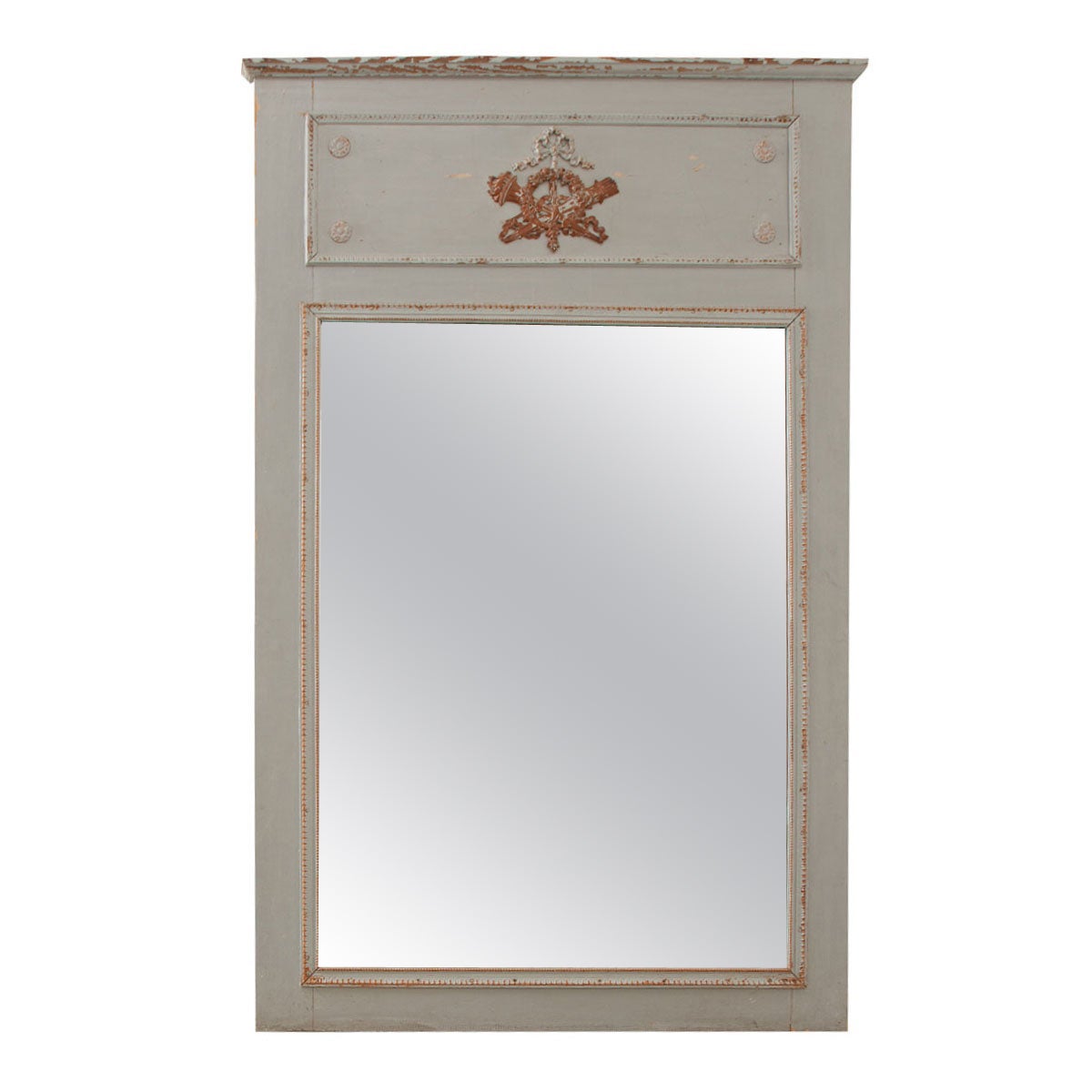 French 19th Century Trumeau with Original Mirror Glass For Sale