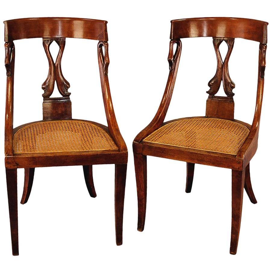 Pair of Slatted European Chairs For Sale at 1stdibs