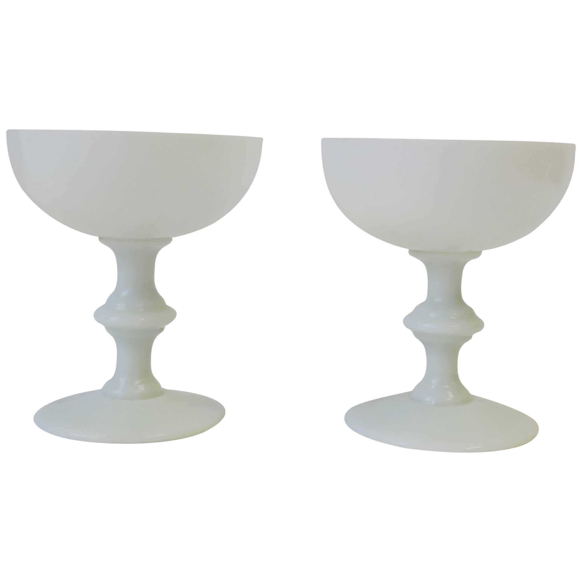 French White Opaline Champagne Glasses by Portieux Vallerysthal