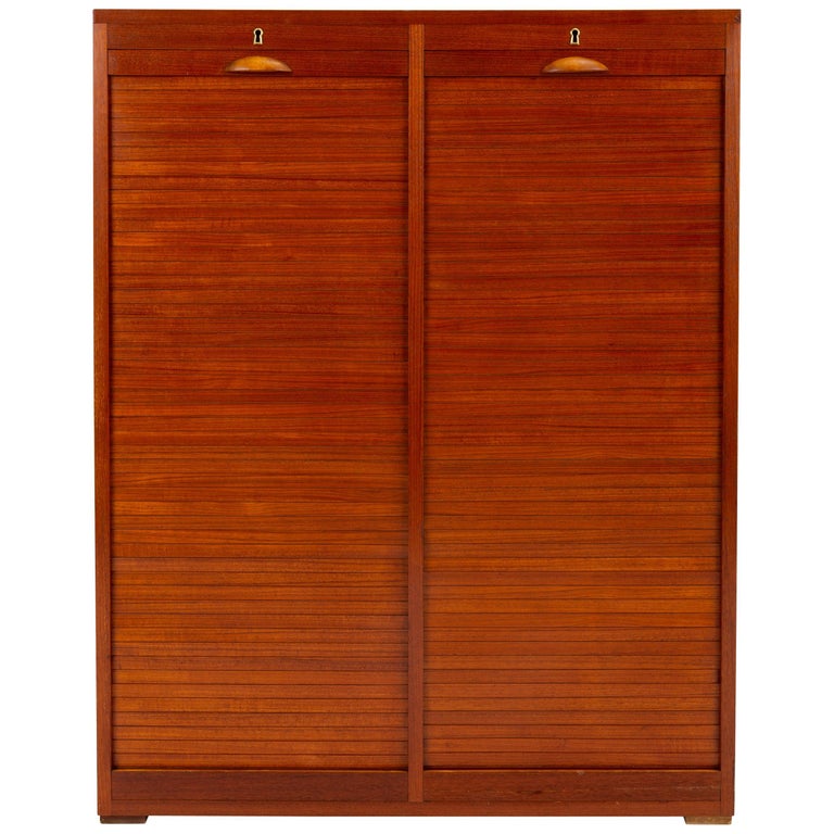 Danish Midcentury Tambour Sliding Door File For Sale at 1stdibs