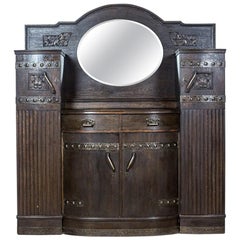 Antique Art Nouveau Oak Cupboard, circa 1900