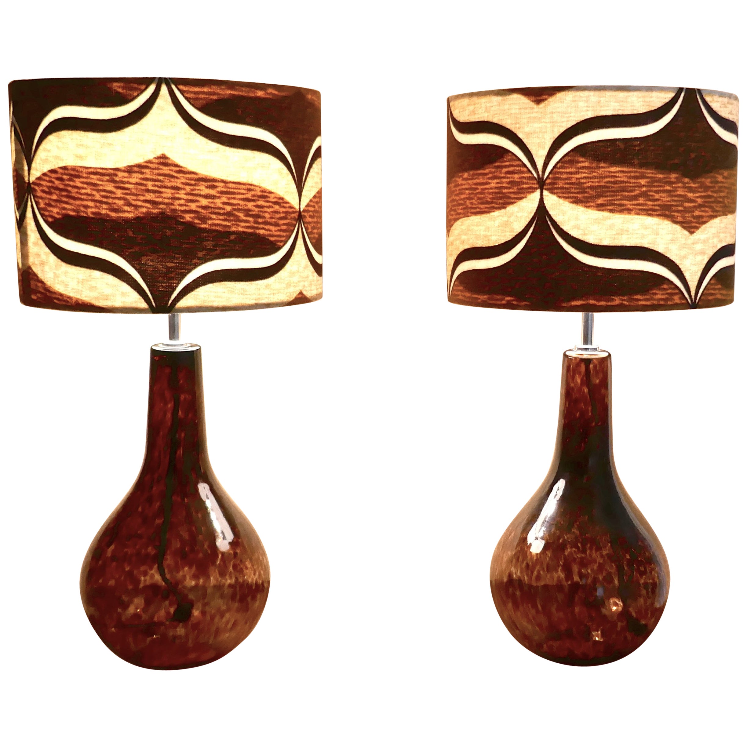 Pair Of Large Mid Century Modern Splatter Gl Lamps With Retro Pair Of Large Mid Century Modern Splatter Gl Lamps With Retro Lamp Shades At 1stdibs