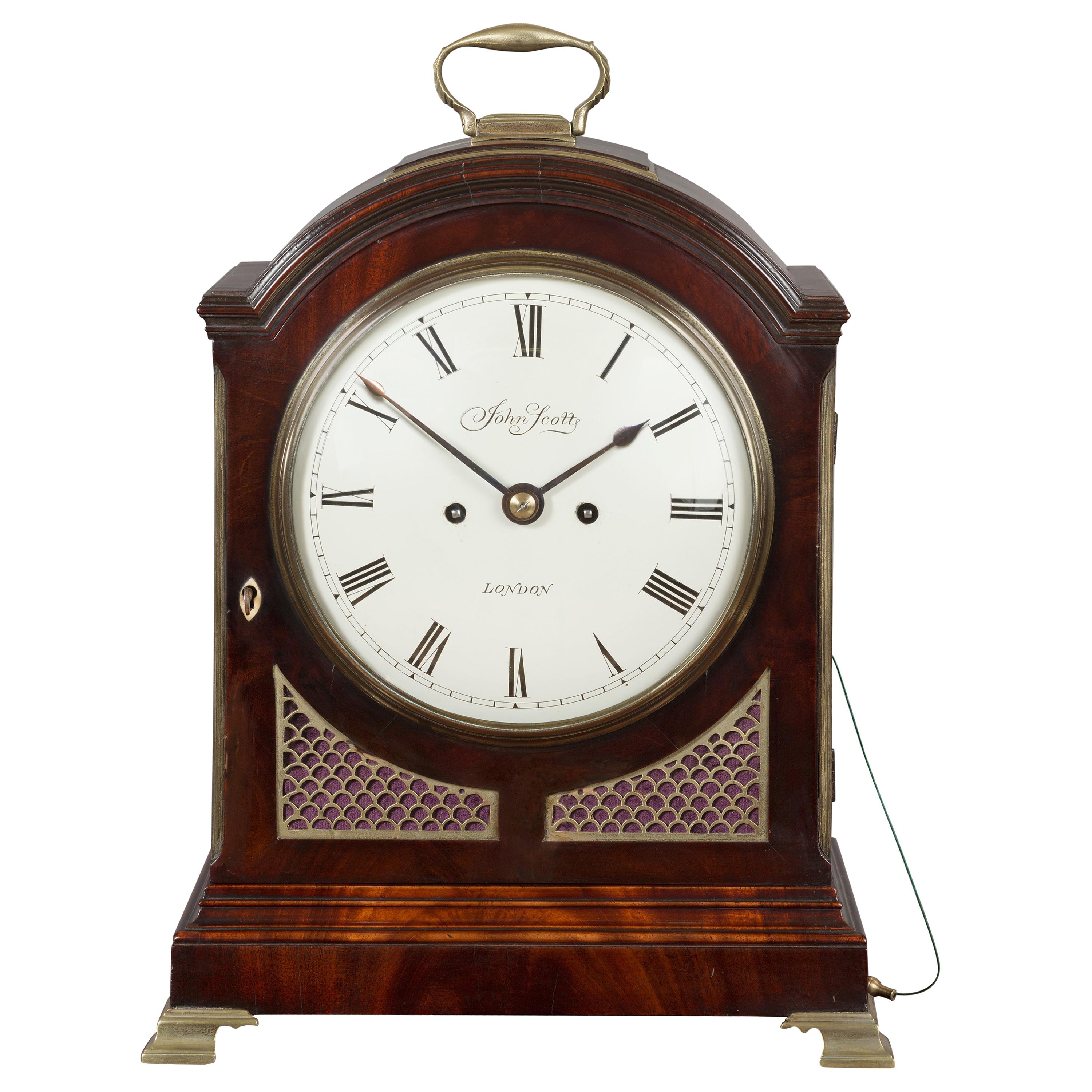 Georgian Mahogany Bracket Clock, John Scott, London