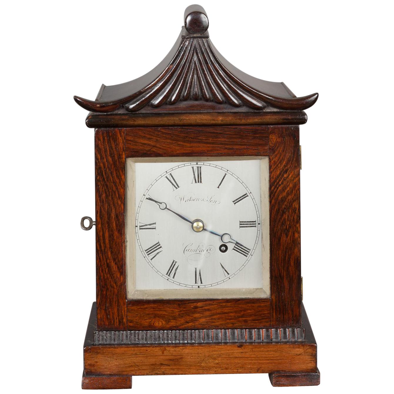 Georgian Miniature Mahogany Bracket Clock by Watson & Son, Cambridge