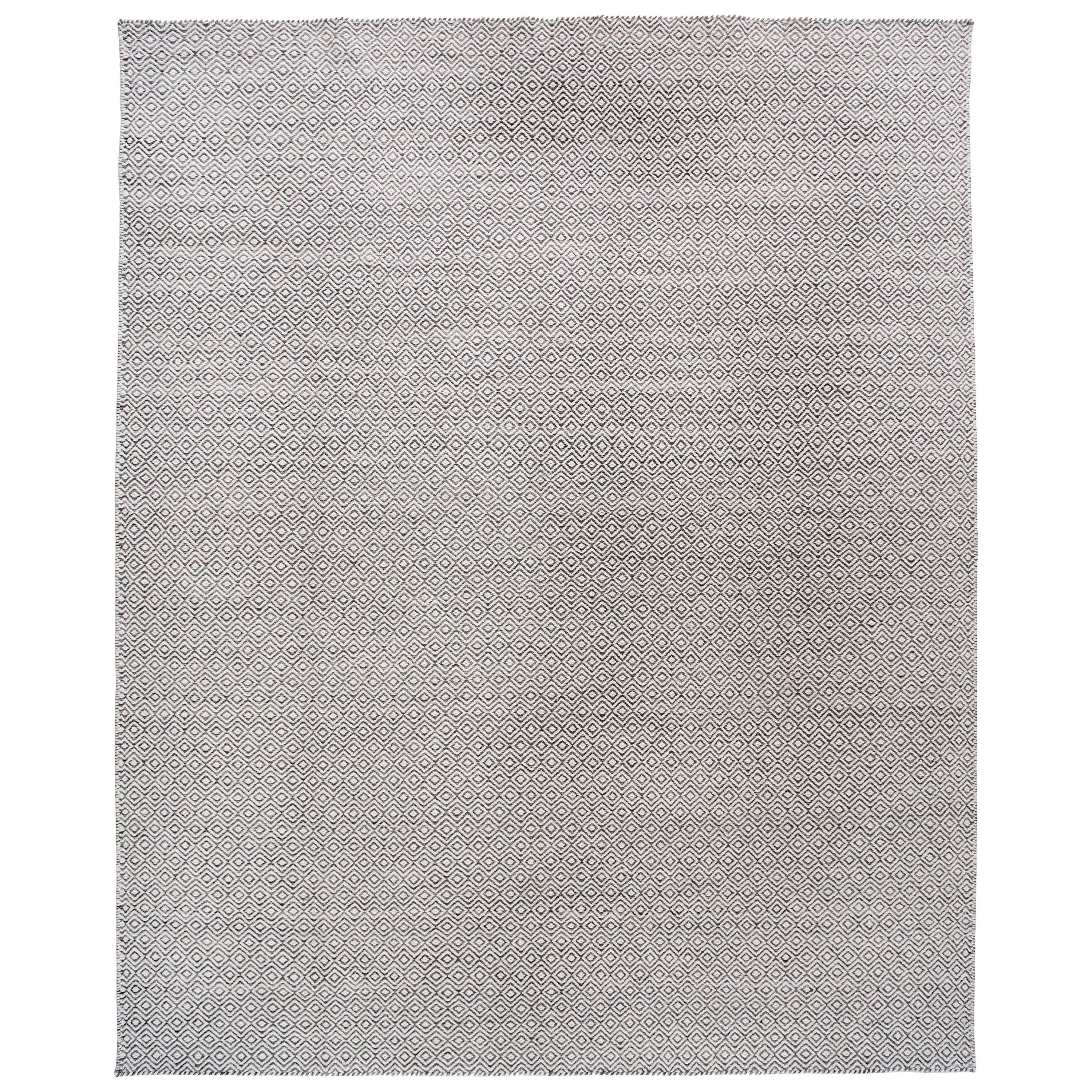 Gray and White Indian Diamonds Rug For Sale