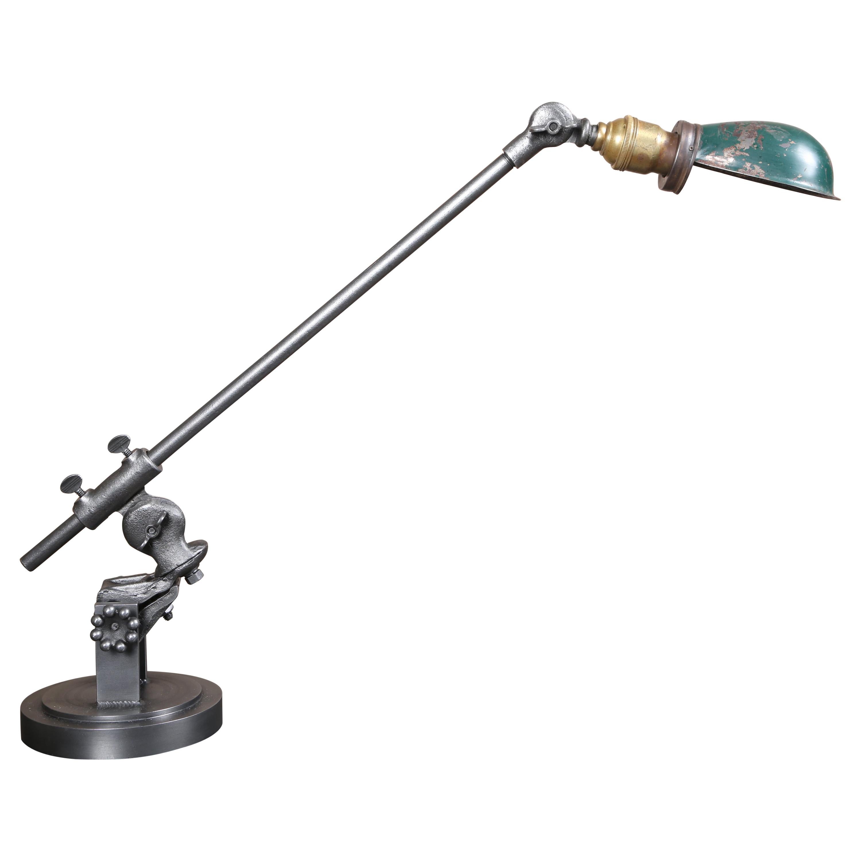 Desk Lamp, Industrial Steel and Iron Base with Antique Metal Shade