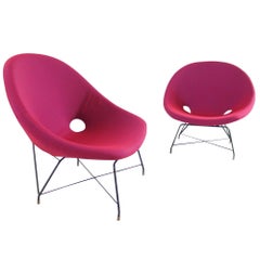 Augusto Bozzi Perfectly Upholstered Pair of Cosmos Chairs for Saporiti