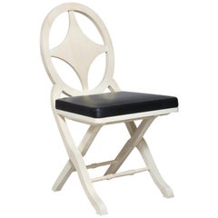 Pinto Paris Madeira Folding Chair White with Black Cushion, Made in France