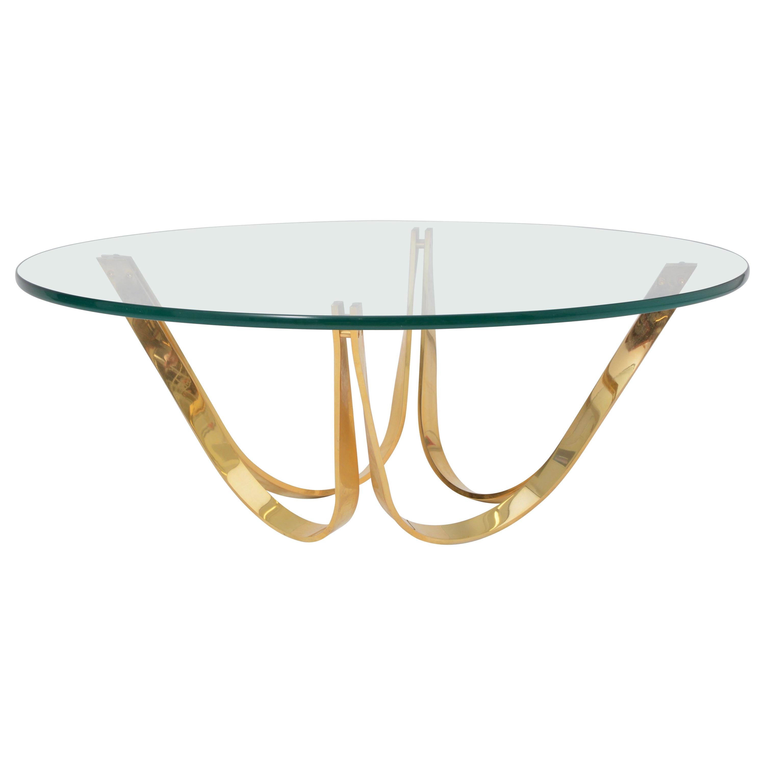 Golden Round Midcentury Coffee Table by Roger Sprunger for Dunbar