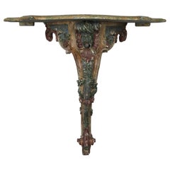 French Painted Carved Console with Serpentine Shaped Top