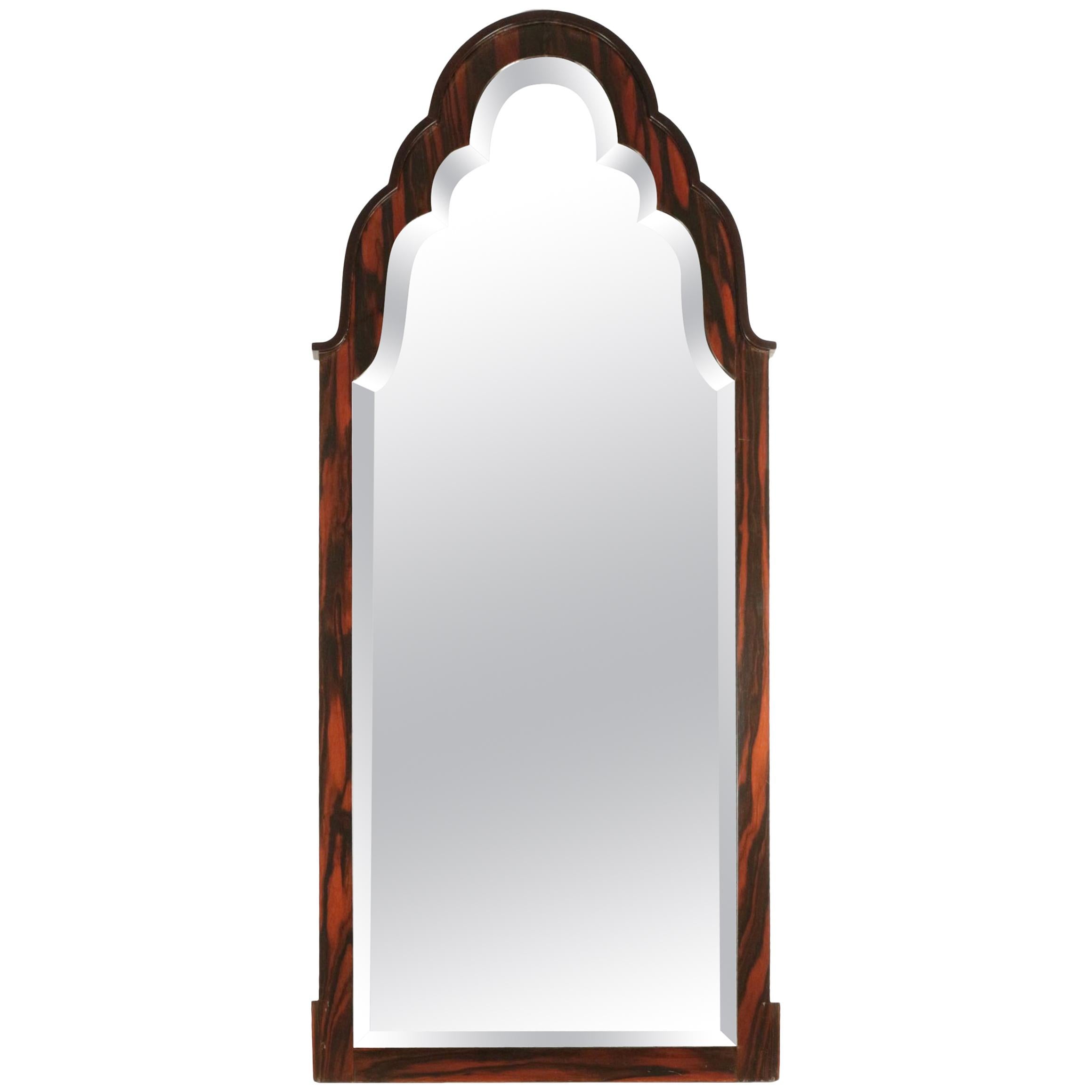 Magnificent Mirror of the 1930s in Macassar Ebony, with Mercury Bevelled Mirror