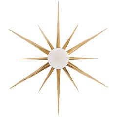 Starburst Brass and Glass Flush Mount in the Manner of Angelo Lelli