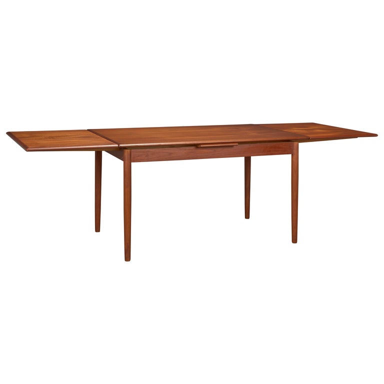 Danish Modern Teak Dining Table With Two Pull Out Leaves For At Danish Modern Teak Dining Table With Two Pull Out Leaves For