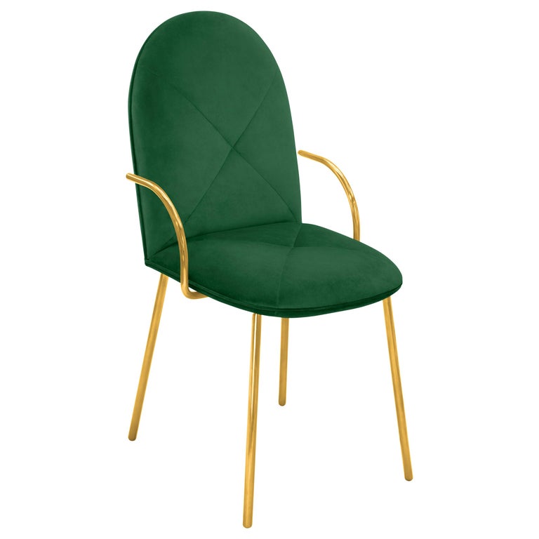 Orion Dining Chair Upholstered In Green With Gold Metal Finish By Orion Dining Chair Upholstered In Green With Gold Metal Finish By Nika Zupanc For