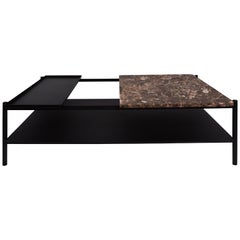 Bagnères Coffee Table Emperador 'Brown' Marble and Metal Frame/Lower Shelf