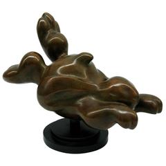 Bronze Sculpture of a Racing Rabbit by S. Klein